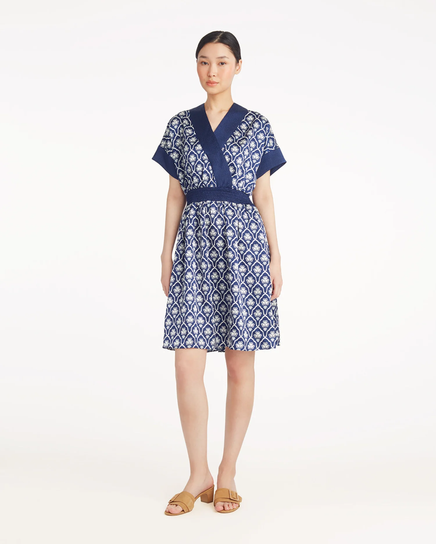 Colleen Short Sleeve Wrap Dress in Clover Field