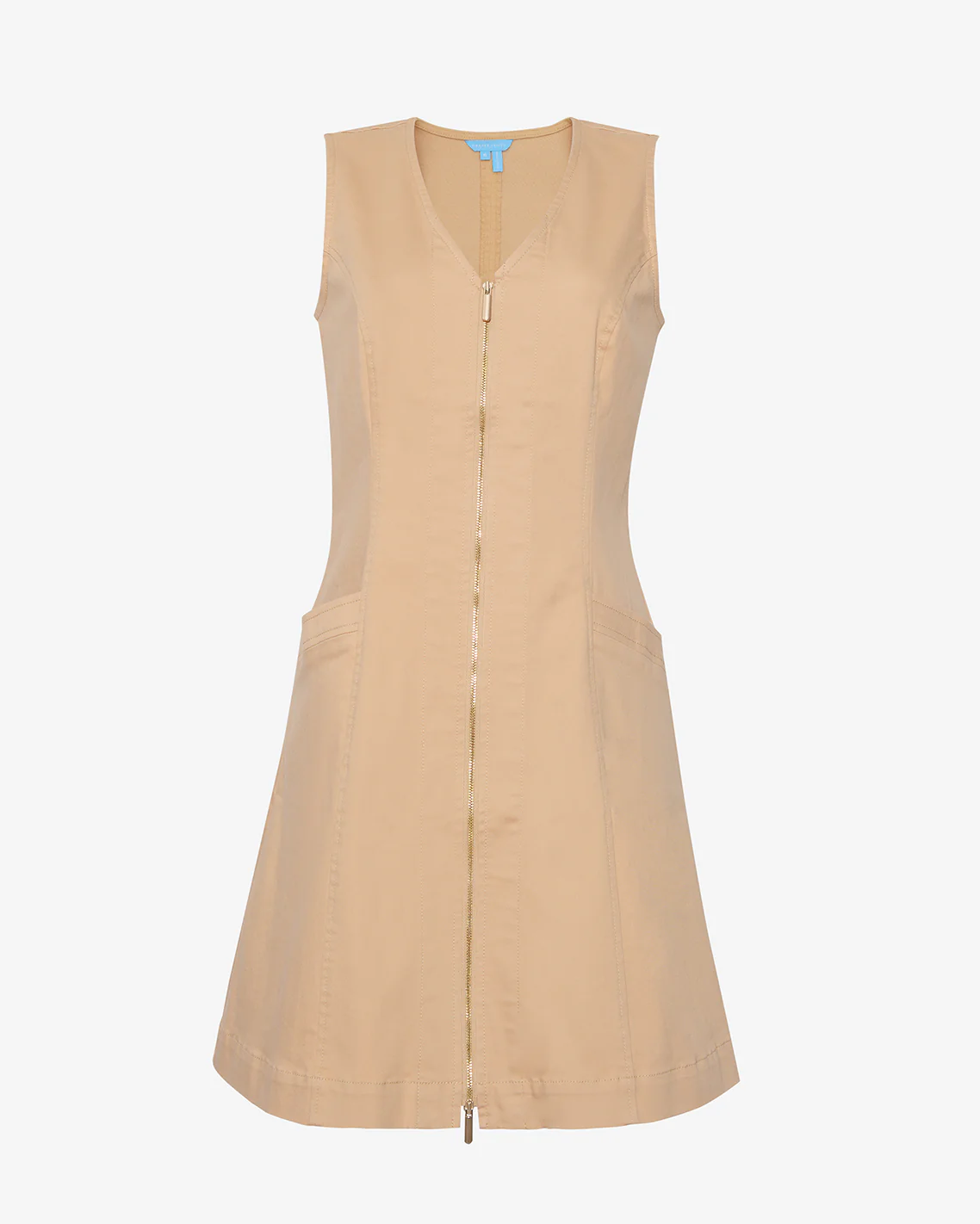 Sienna Sleeveless V-Neck Mini Dress in Croissant - Image 4