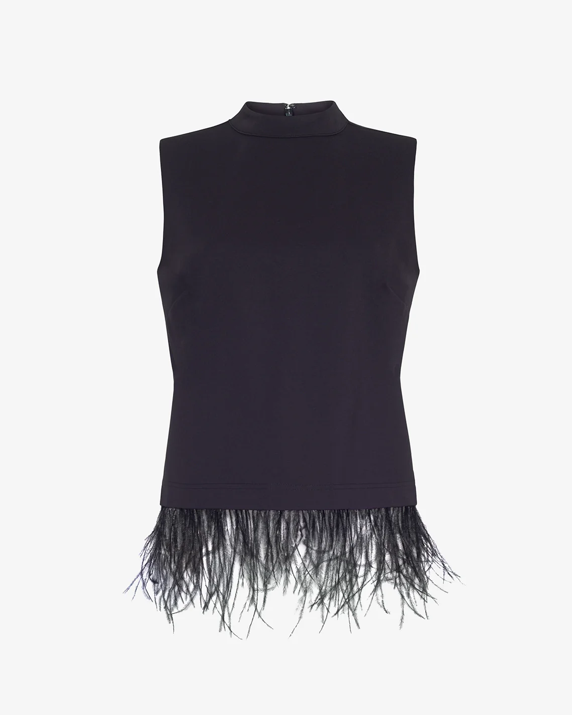 Sleeveless Top with Feather Trim - Image 2