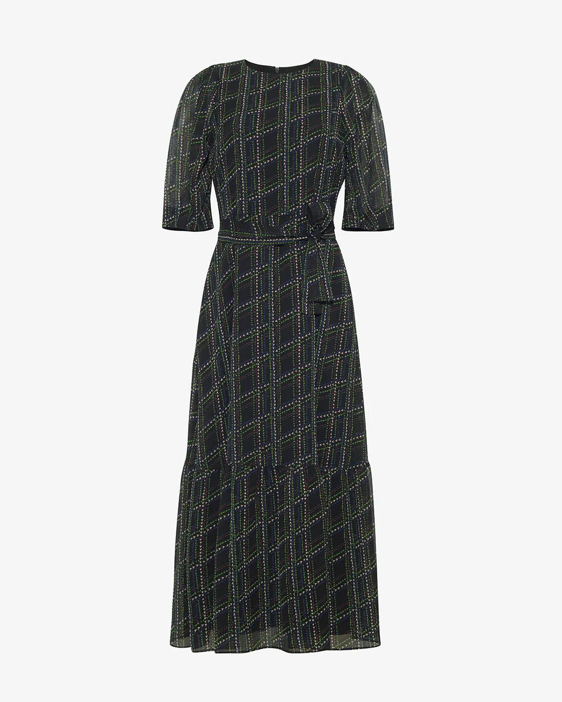 Sophie Tie Waist Midi Dress in Dainty Check - Image 4