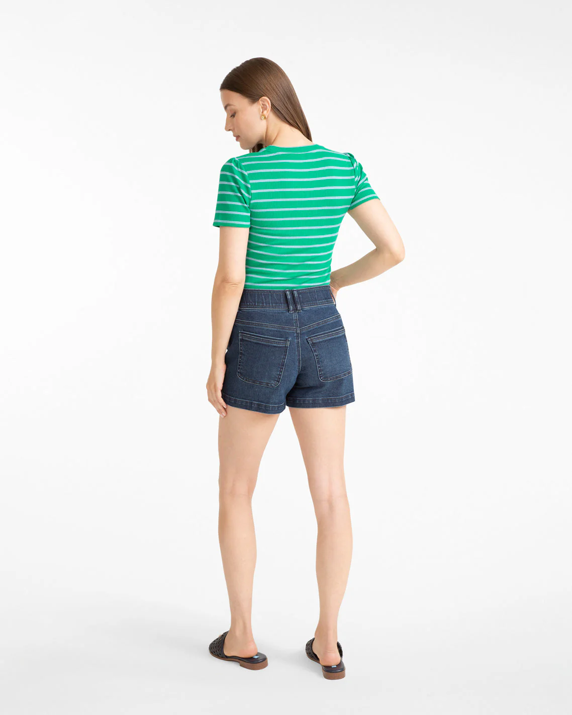 Stripe Crewneck Tee in Green - Image 2