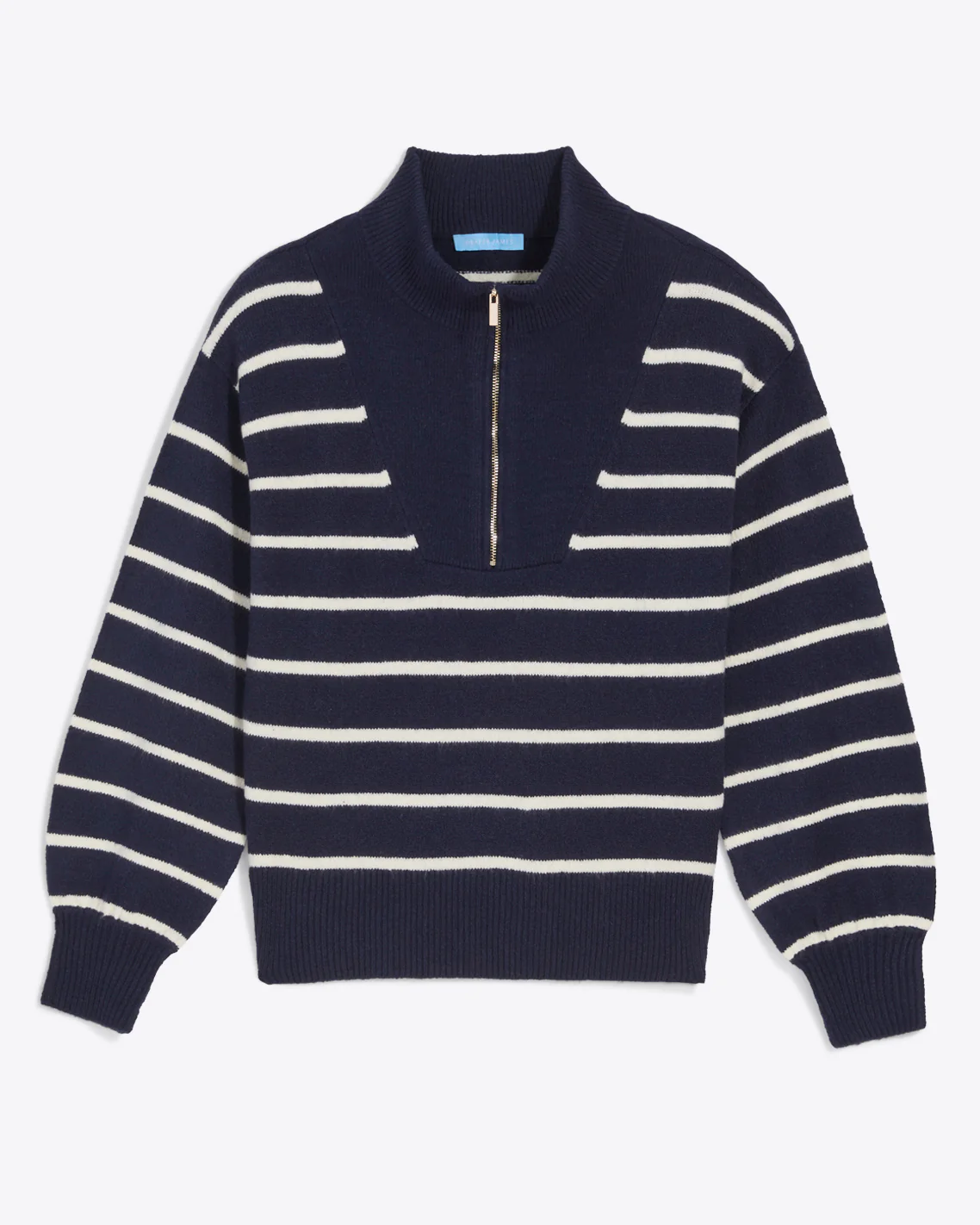 Quarter Zip Sweater in Mariner Stripe - Image 4
