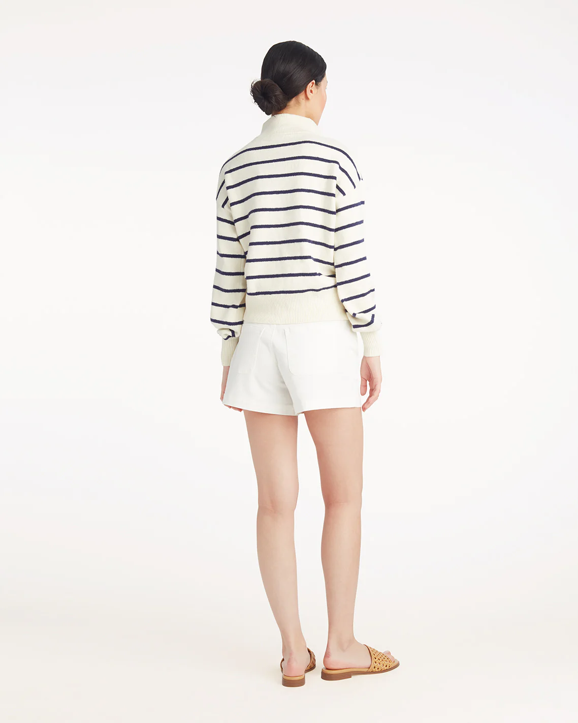 Quarter Zip Sweater in Mariner Stripe - Image 3