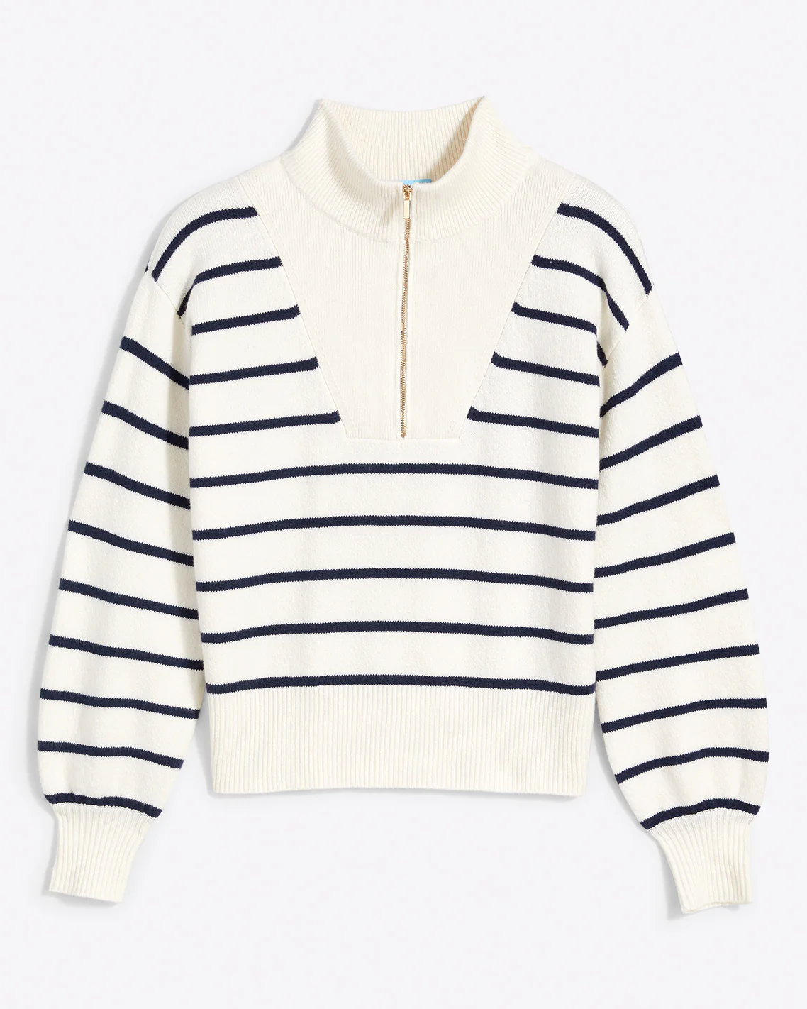 Quarter Zip Sweater in Mariner Stripe - Image 4