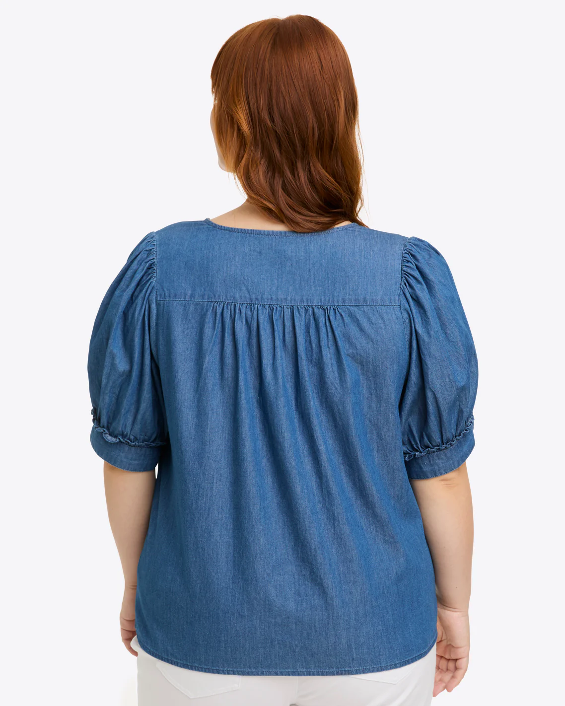 Heidi V-Neck Top in Chambray - Image 4