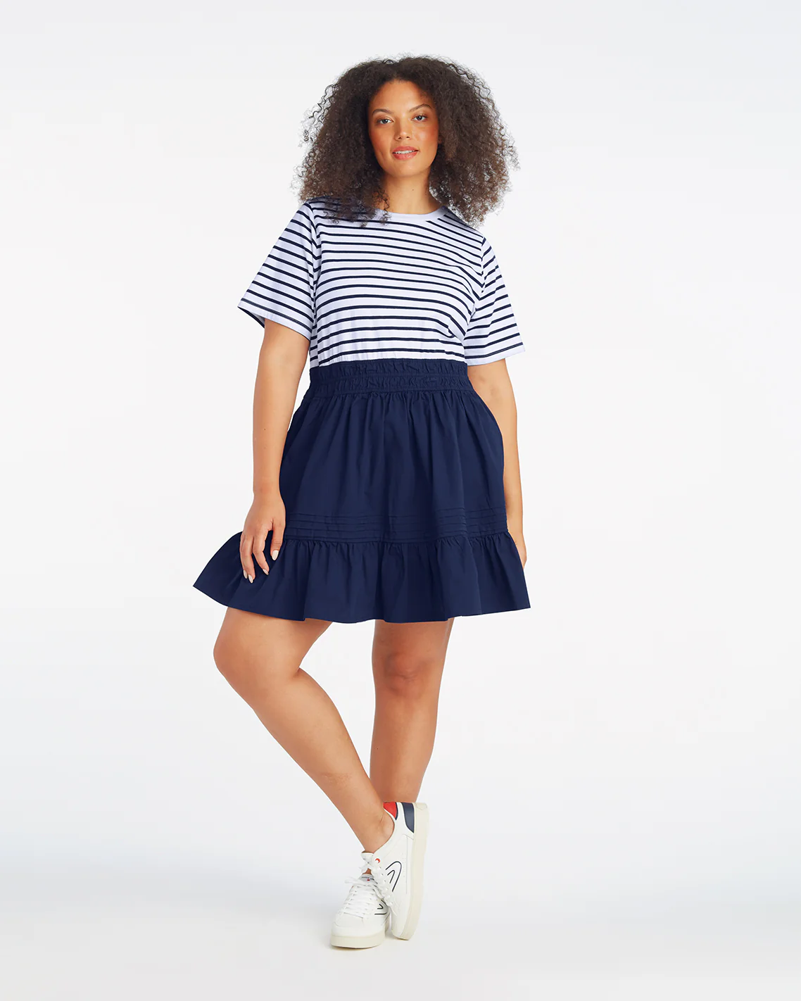 Wilson Mini Dress in Navy Stripe - Image 3