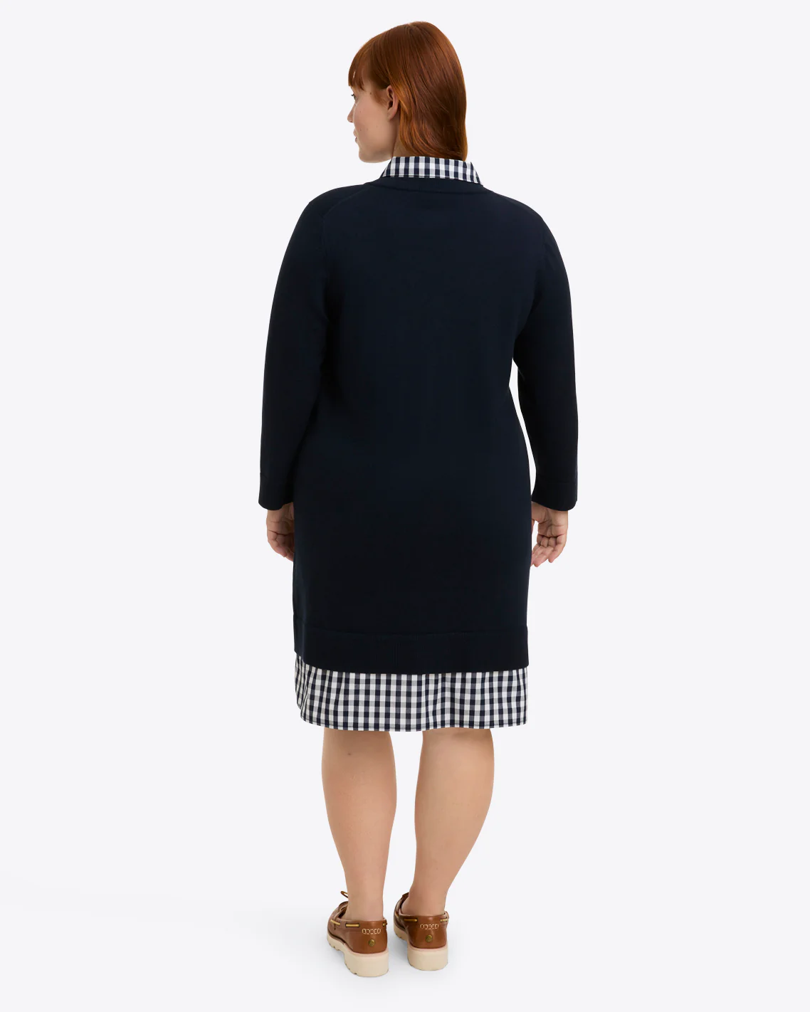 Wool and Cotton Combo Sweaterdress in Navy - Image 5